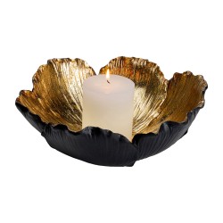 Kare Deco Bowl Flower Bloom Black Gold 25cm Ref 52833