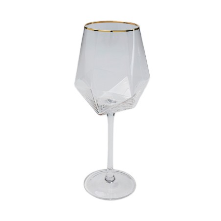 Wine Glass Diamond Gold Rim Ref 52213