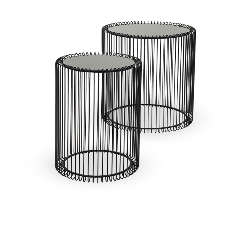 Kare Wire Set of 2 Side Table Black 44cm Ref 79578